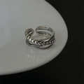 Retro multi-layer 925 sterling silver open ring featuring twist and bead textures - S925 Silver Vintage Multi-layer (JZ0850)