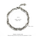 Polished silver stainless steel punk woven Cuban chain bracelet with lobster clasp - SL-3 / Silver