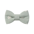Pale green linen hair clip with white daisy embroidery for girls' hair styling - Grey Green Embroidered Style (6)