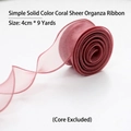 Coral fishtail mesh ribbon 4cm wide for elegant floral bouquet and gift wrapping - Coral