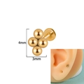 Golden 4-ball cluster stud earring in polished finish with 4x3mm dimensions - US Size 8 / 1.2x6mm