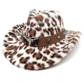 Dettaglio cappello da cowboy leopardato con emblema testa di toro e turchese - M (56-58cm) / Corona a Cuore Beige
