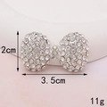 Detail view of crystal rhinestone bow charm showing dimensions 3.5cm by 2cm and weight 11g - D135 Silver Full Rhinestone Large Bowknot