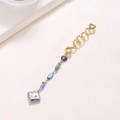 Exaggerated golden snake-shaped hair ring with blue crystal beads and purple stone pendant - Square Pearl Long Style E9320