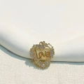 Gold heart-shaped pendant with Love engraving and zircon inlay for DIY jewelry - LOVE Letter Heart