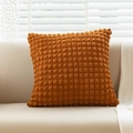 Caramel waffle knit square throw pillow cover on sofa for minimalist home decor - 45x45cm / Sunset Yellow