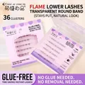 Self-adhesive cluster lower eyelashes with 36 clusters in transparent round base box - Glue-Free Little Flame Lower Eyelashes