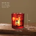 Photophore de Noël en verre rouge avec motifs de renne sur une surface enneigée - 7.3*8cm / Style de renne rouge (HG18-840)