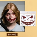 Scary clown mouth Halloween temporary tattoo sticker BM-049 with bloody face scars - Style BM-049