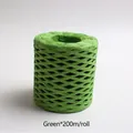 200m roll of green raffia paper ribbon for gift wrapping and DIY hand weaving - 200m/Roll / Green