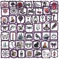 Set van 50 transparante paarse kader stickers met vintage dieren en planten voor journals - Paars Frame Thema