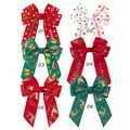 Set di 6 fiocchi natalizi per capelli con motivi di alce e pois per bambine - 6 Colori Misti