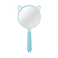 Light blue handheld makeup mirror with cat ear design and ergonomic textured handle - Rabbit / Blue