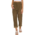 Women's high waist corduroy straight pants in dark coffee brown with vertical texture - S / Bottoms / Brown