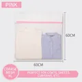 Extra large 60x60cm coarse mesh laundry bag with pink zipper for sweaters and coats - 70g Pink Coarse Mesh Extra Large Size 60*60cm