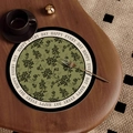 Sottobicchiere vintage francese verde con motivo floreale e testo Happy Every Day - 20*20cm [Pelle assorbente] / Stile medievale francese-Tipo E [Rotondo]