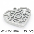 Ciondolo a cuore traforato in argento e acciaio inossidabile, motivi geometrici, 25x23mm - Colore Acciaio (KLJ4969-Z)