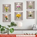 Set of 6 3D floral wall stickers featuring 28.5cm x 28.5cm assorted flower designs - Floral Bonsai