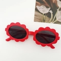 Kids flower shaped sunglasses with red frames and oval lenses for outdoor sun protection - Red