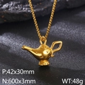 Collar con colgante de lámpara de Aladino dorada con relieve de estrella en piedra - Con Cadena / Dorado