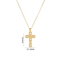 Titanium steel cross necklace in gold finish with white zircon inlay dimensions 35x21.5mm - Colorful White Zircon Cross (A1678)