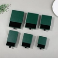 Dark green drawer jewelry box in six sizes with black ribbon handle and velvet lining - Dark Green Linen