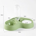 Light green 2-in-1 automatic pet cat feeder and waterer set with dimension markings - Matcha Green Basic