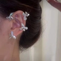 Elegant silver butterfly ear cuff set with rhinestones for women, non-pierced style - 18# Silver Butterfly Set - Left Ear