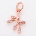 Pendentif branche dorée rose avec dix pierres de zircone blanches pour bijoux DIY - Style L / Or rose