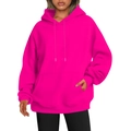 Détail d'un sweat à capuche magenta à manches tombantes avec poignets côtelés et poche - S / Hauts / Jaune