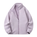 Men's and women's light purple fleece jacket with standing collar and warm fleece lining - M / Women's Light Purple
