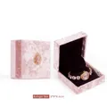Pink velvet bangle box with vintage gold relief and black interior, 9x9x4.4cm size - Bracelet Box / Pink