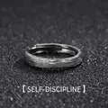Vintage Silberring in offener Form mit strukturierter Baumrinden-Optik für Herren - Selbstdisziplin