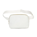 Minimalist waterproof nylon waist bag in pure white with gold-tone metal zipper details - Off White