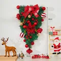 Christmas teardrop swag with red reindeer bow and ornaments, size 50cm by 30cm - Style G Teardrop Swag