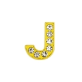Sparkling gold letter J charm with crystal rhinestones for DIY bracelet jewelry making - 8mm Gold Rhinestone Letter-J
