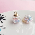Crystal glass ball charms with colorful foam beads and golden metal cap hanging loops - 1.6x2.2cm / Multicolor Ball