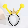 Yellow bee headband with gold crown and plush antennae for party costume sets - No.15 Bee Headband