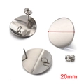Silver stainless steel 20mm round geometric stud earring DIY base with backing - 20mm Curved Round / Steel