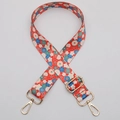 Adjustable floral shoulder strap with red daisy pattern and golden metal hooks - No. 651 Red Floral Gold Hook