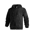 Schwerer schwarzer Fleece-Hoodie für Herren mit Reißverschluss und Sherpa-Futter - S / Schwarz