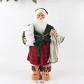 60cm Santa Claus doll in red plaid robe with reindeer slippers and Merry Christmas pillow - Style 40 Red Black Plaid Robe Reindeer Slippers 60cm