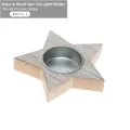 Pentagram wooden candle holder in natural wood finish with metal insert, 10x10cm size - Pentagram