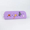 Purple silicone pencil case with Halloween pumpkin and ghost charms on a hole design - Small / Pure Purple