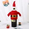 Housse de bouteille de Noël avec pull tricoté rouge et mini bonnet de Père Noël - Style Tenue de Père Noël Rouge