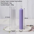 DIY tall grooved cylinder plastic candle mold with 21.9cm height for ribbed wax candles - Striped Pointed Top 4x20cm