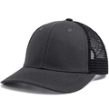 Cappellino trucker classico grigio scuro e nero con visiera curva e rete traspirante - Grigio Scuro + Nero