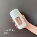Vaso de vidrio blanco marfil 240ml con texto Ethereal y correa de transporte - 240ml / Marfil