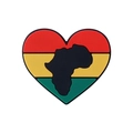 Perla in silicone a forma di cuore con colori panafricani e mappa dell'Africa - Stile Cuore Mappa dell'Africa (Cuore Tricolore)