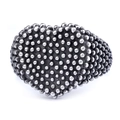 Anello a cuore vintage in argento nero con superficie perlata e design retrò - US 10 / Color Acciaio